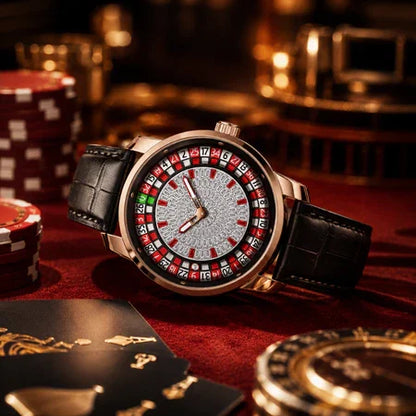 AILANG Fashionable and Noble Red Top Men Mechanical Watch Button Gambling Table Game Roulette Watches Pointer Sapphire Watch