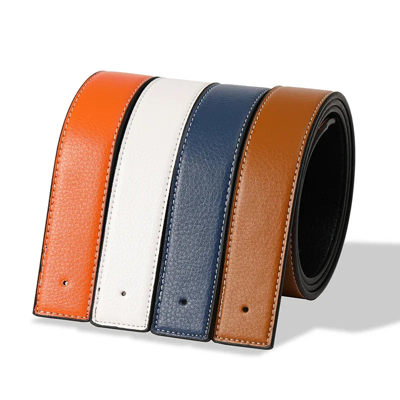 Luxury Brand Belts No Buckle Men High Quality Pin Smooth Buckle Male Straps without Buckle  PU Leather Waistband No Buckle 3.8cm