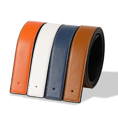 Luxury Brand Belts No Buckle Men High Quality Pin Smooth Buckle Male Straps without Buckle  PU Leather Waistband No Buckle 3.8cm