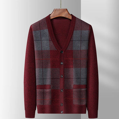 Dad's Sweater Cardigan Jacket Thickened Autumn and Winter Knitted Casual Thick Style Middle-aged and Elderly Men's Top