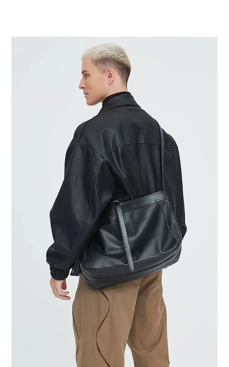 New Fashion Men's Crossbody Bag Large Capacity Crossbody Bags Men Women High Quality Leather Shoulder Bag Men Sports Cycling Bag