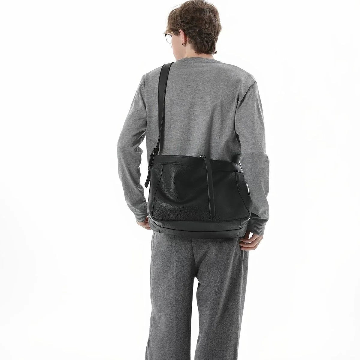 New Fashion Men's Crossbody Bag Large Capacity Crossbody Bags Men Women High Quality Leather Shoulder Bag Men Sports Cycling Bag