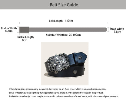 Black Punk Style PU Leather Belt Unisex Gothic Fashion Accessory Cross rivet decoration Y2K rock hip-hop style Jeans Belt Gift