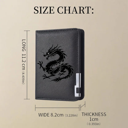 Men's Mini Multi-Functional Wallet Personalized Dragon Pattern PU Leather Credit Card Storage Wallet