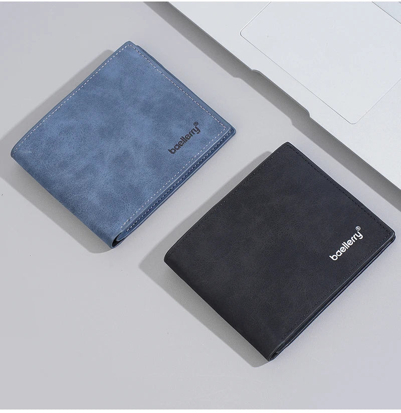 New Men's leather short wallet thin wallet Lightweight minimalist soft wallet