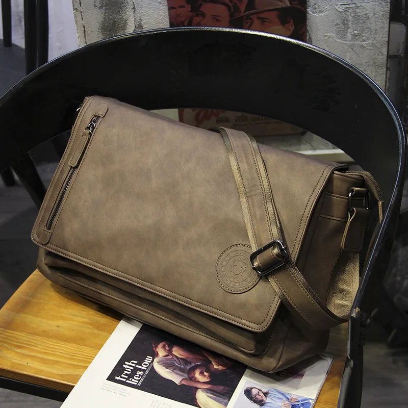 Retro Crossbody Bag Men Large Capacity Messenger Bag Flap Satchels Vintage Design Men's Crossbody Shoulder Bags Male Sling Pack