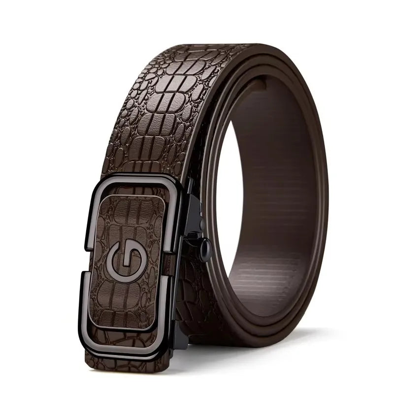 PAUL HUEMAN Stylish Men's PU Leather Belt - Fashion Belts  Business Automatic Buckle