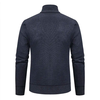 High-quality men's fashionable, cool, versatile, trendy business casual, fleece and thickened cardigan, knitted sweater, men's j