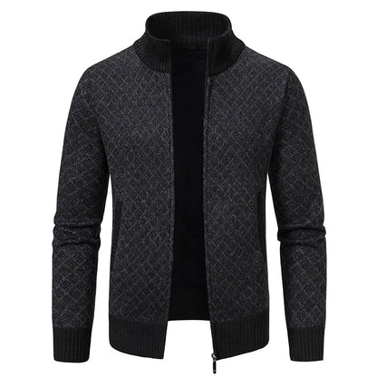 Men's Knitted Cardigan Coat Korean Slim Fit Trendy Sweater Autumn Winter Zip Up Mens Fleece Lined Top Clothing