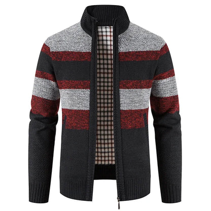 Autumn Winter Sweater Men Warm Cashmere Cotton Blended Pullovers Cardigan Men Fashion Casual Stand Collar Breathable Men Jackets