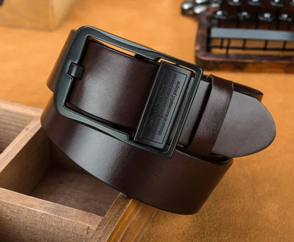 New Men's Leather Belt, Black Buckle, New Style, Fashionable, Trendy, Retro, Light Luxury, Casual, Versatile, Pin Buckle