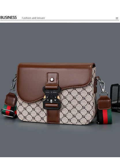 Luxury Plaid Crossbody Bags Men Fashion Buckle Flap Men's Crossbody Bag Casual Shoulder Bag Male Waterproof Business Sling Bags