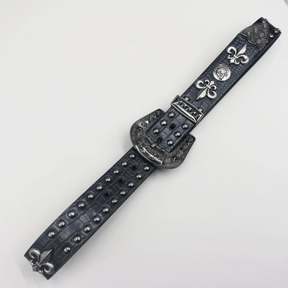 Heart cross rivet belt Punk Belt Unisex Fashion Personality Trend All-match Jeans Accessories Metal Buckle Pu Girdle Retro Y2k