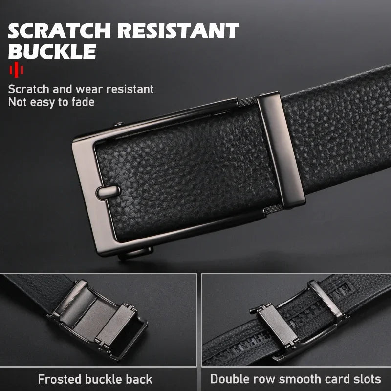 Premium Top Layer Cowhide Men'S Belt - Soft, Durable & Stylish With Automatic Alloy Buckle For Business Wear