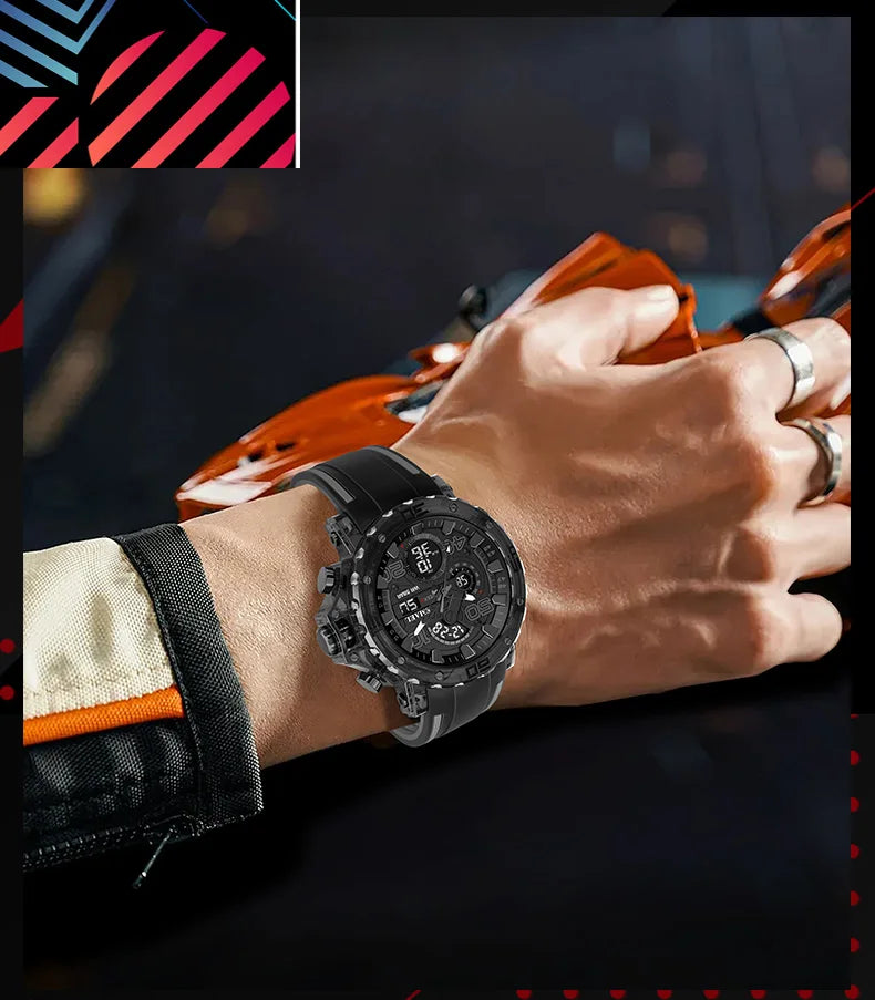 SMAEL 8136 50M Waterproof Military Watch for Men - LED Backlight Alarm Chronograph Stopwatch Shockproof Outdoor