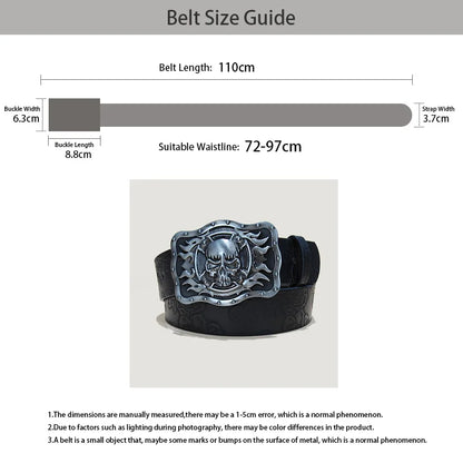 Punk Skull Plus size Leather Belt For women and men Harajuku Gothic Y2K Embossed Skeleton Hand Decoration Halloween Accessories