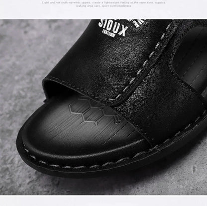 Men's Summer Genuine Leather Sandals Classic Roman Men Shoes Slippers Soft Comfortable Men Non-slip Walking Footwea Plus Size 47