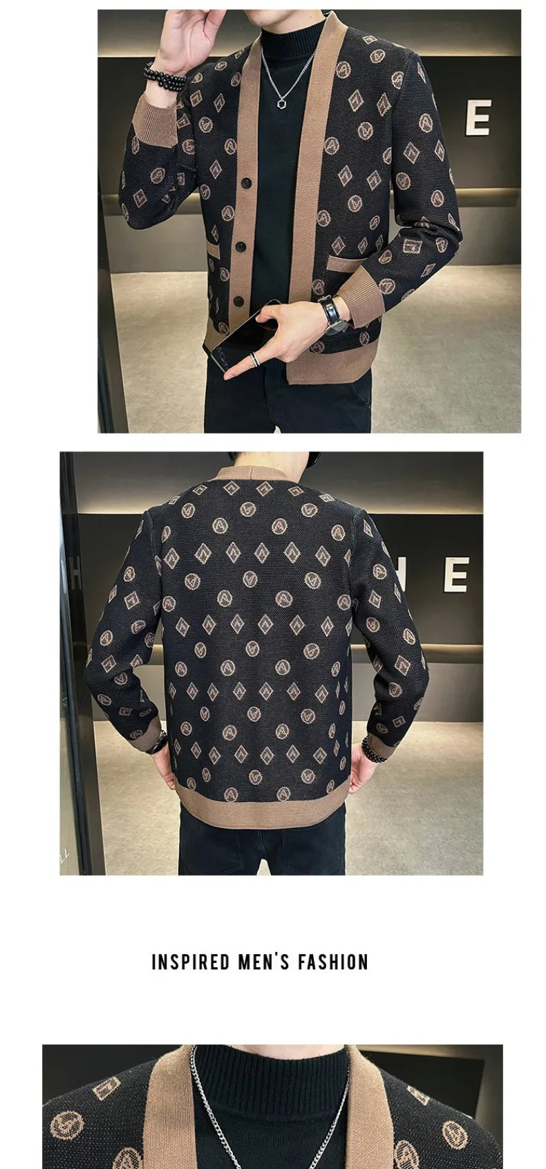 Brand Autumn Jacquard Knitted Cardigan Jackets Men Casual Business Sweater Coats Fashion Button Cardigans Men Clothing M-4XL