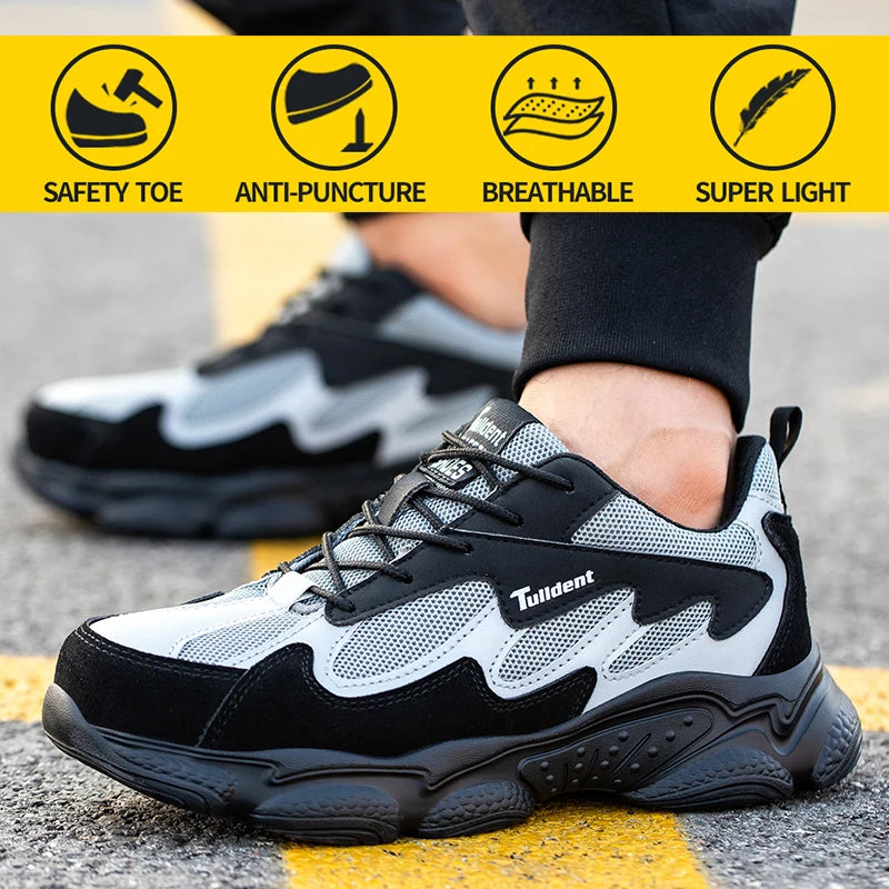 Safety Shoes, Puncture and Smash Resistant Work Shoes, Men's Protective Shoes, Wear-Resistant Work Boots