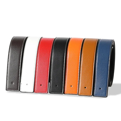 Luxury Brand Belts No Buckle Men High Quality Pin Smooth Buckle Male Straps without Buckle  PU Leather Waistband No Buckle 3.8cm