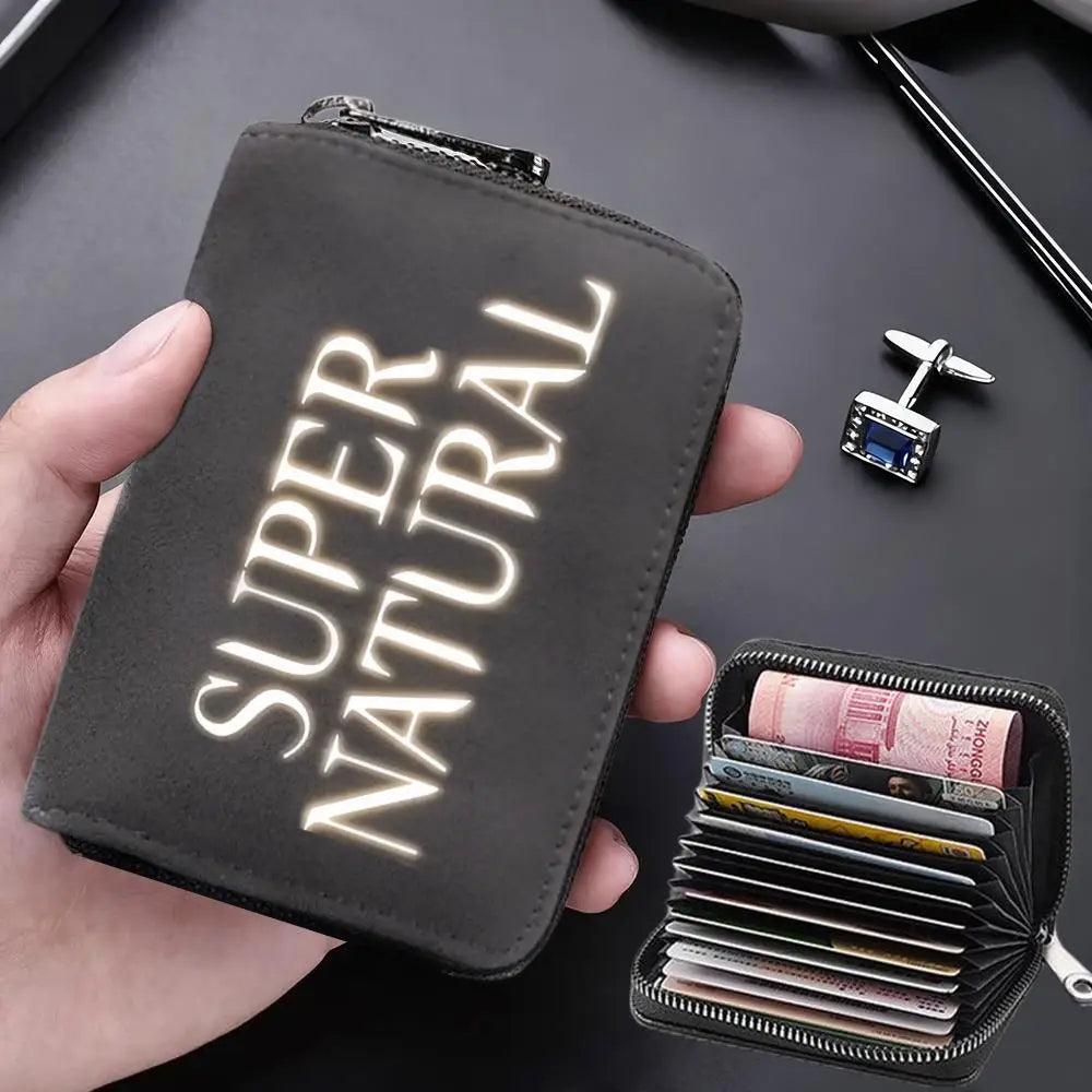 Supernatural Multifunctional Card Bag 11 Cards Slot Credit Card Holder Anti Demagnetization Wallets Cover Zipper Wallet for Men