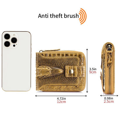 Cowhide Men's Wallet with Crocodile Pattern Genuine Leather Large Capacity Card Slot Zero Wallet