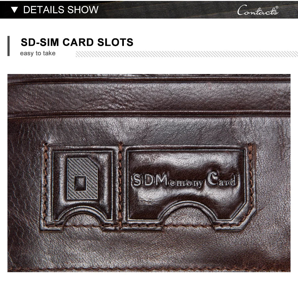 CONTACT'S Men Clutch Wallet Genuine Leather Long Wallet Hasp Card Holder Vintage Male Zipper Coin Purse Money Clip Women Purse