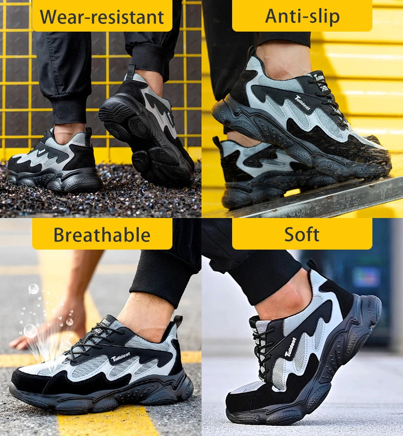 Safety Shoes, Puncture and Smash Resistant Work Shoes, Men's Protective Shoes, Wear-Resistant Work Boots