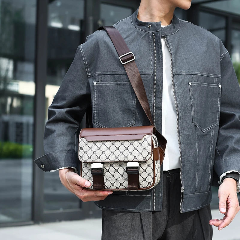 2026 New Design Shoulder Bag Men Crossbody Bag Fashion Business PU Leather Chest Bag Male Mobile Phone Bag Purses Handbags