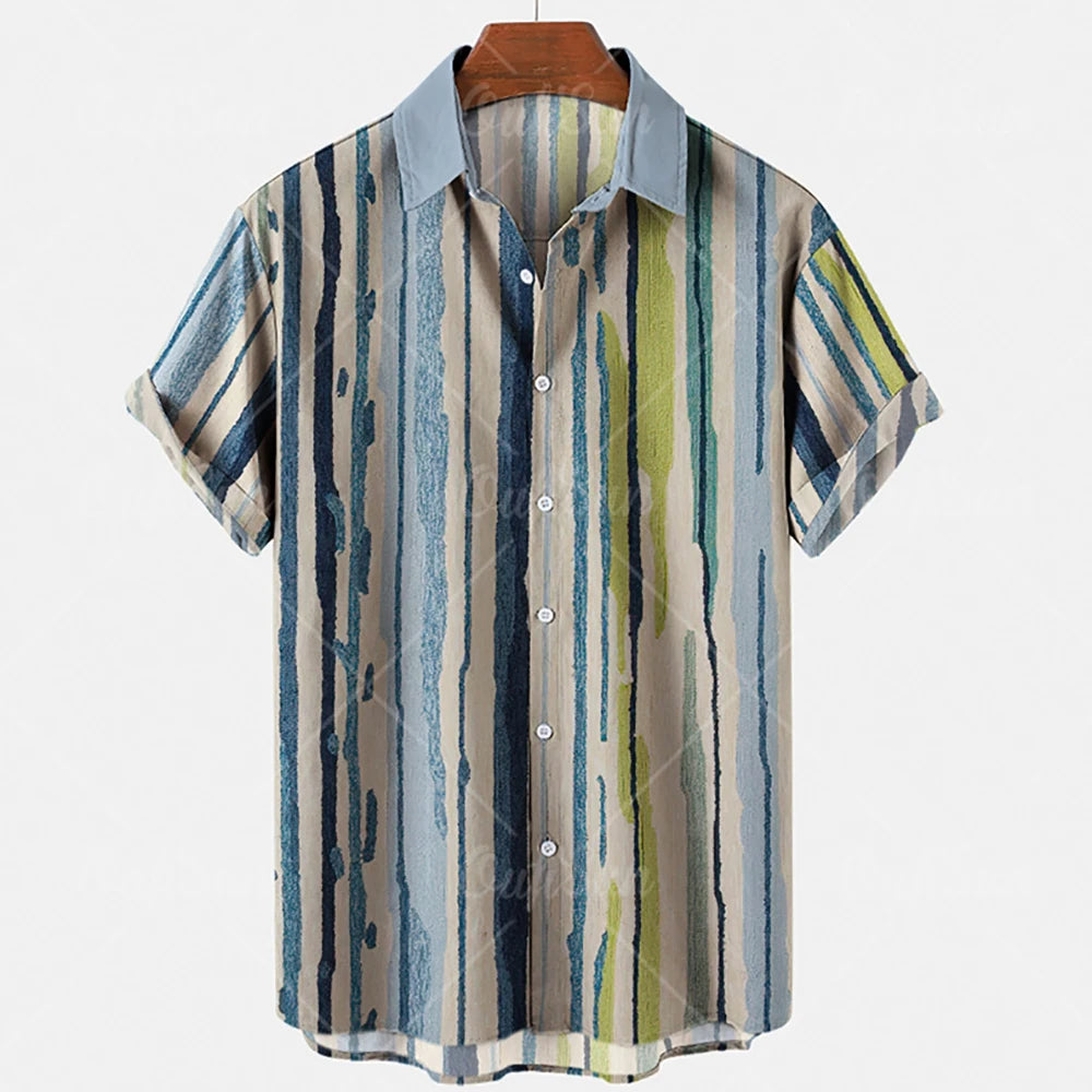 Hawaiian Summer Men's Casual Shirt Social Beach Style Short Sleeve Large Flower Print Chinese Resort Retro Loose Shirt