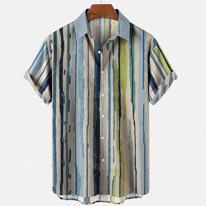 Hawaiian Summer Men's Casual Shirt Social Beach Style Short Sleeve Large Flower Print Chinese Resort Retro Loose Shirt