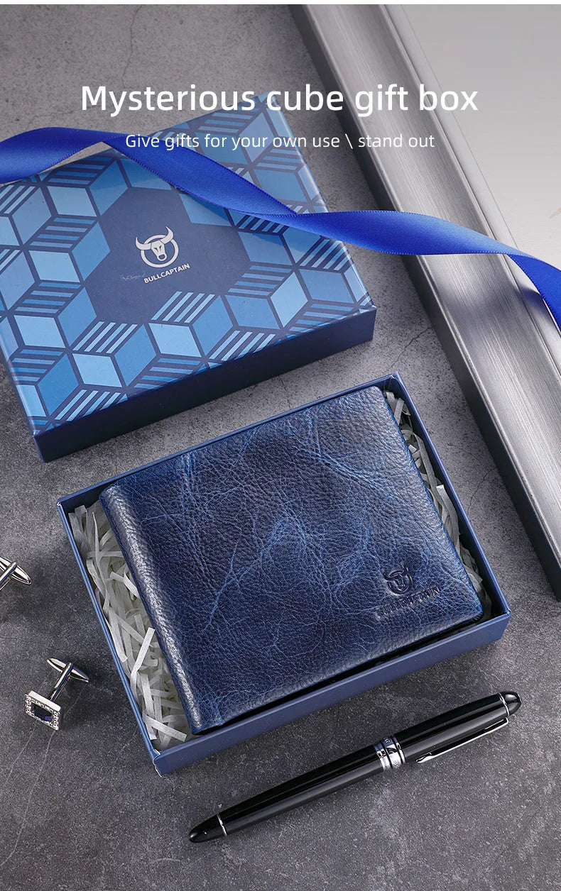 BULLCAPTAIN New Men's Leather Wallet RFID Function Fashion Business Multi-Card Men's Wallet Clip QB026