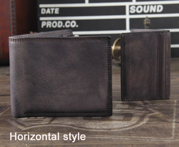 Fashion Vintage Genuine leather Wallet Men short Bifold Money Clips Leather male wallet Purse Coin Bag money Holder WC-007