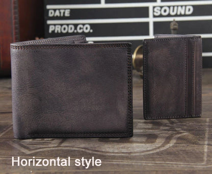 Fashion Vintage Genuine leather Wallet Men short Bifold Money Clips Leather male wallet Purse Coin Bag money Holder WC-007