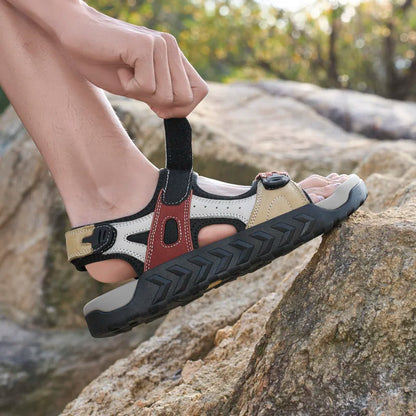 New Genuine Leather Outdoor Walking Men Sandals Summer Non-slip Soft Sneakers Lightweight Beach Sandals Casual Classic Man Shoes