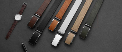 Men's Fashionable Leather Belt Men's High-quality Leather Belt Business Automatic Buckle Ratchet Belt Randomly Adjustable