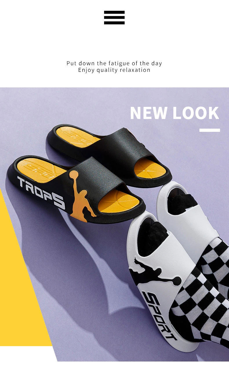 Fashion Men's Slippers PVC Soft Sole Non-slip Slides Casual Outdoor Beach Flip Flops Home Bathroom Couples Slippers New Sandal