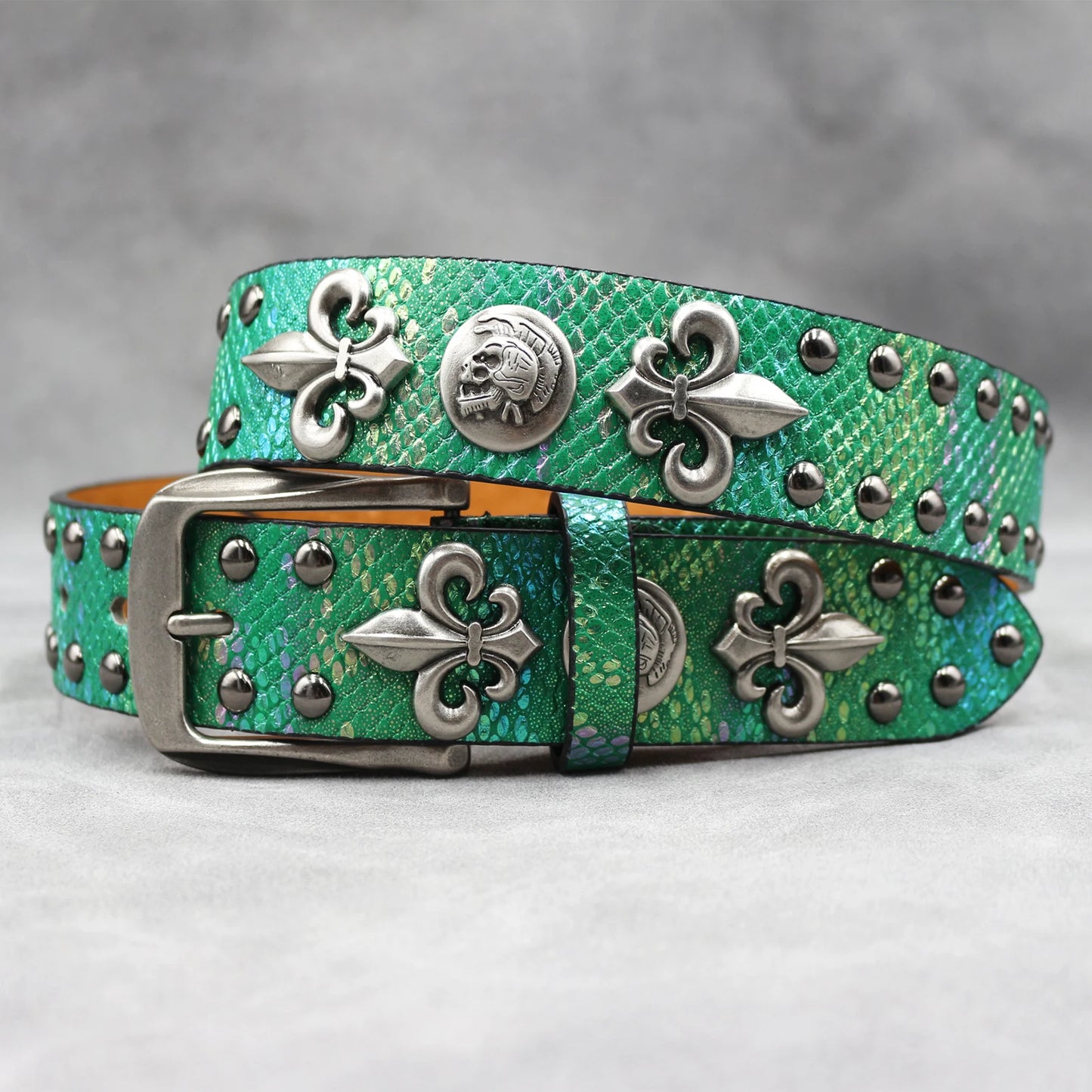 Y2K Leather Rivet Belt Golden Cross  Fashion Women's Studded Belts High Quality Female Leather Rock Women Strap For Jeans