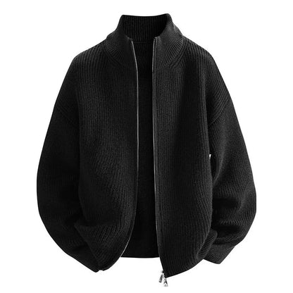 Cardigan Sweater Men's Knitted Sweater Spring and Autumn Fleece Thickened Outer Wear Loose  New Coat