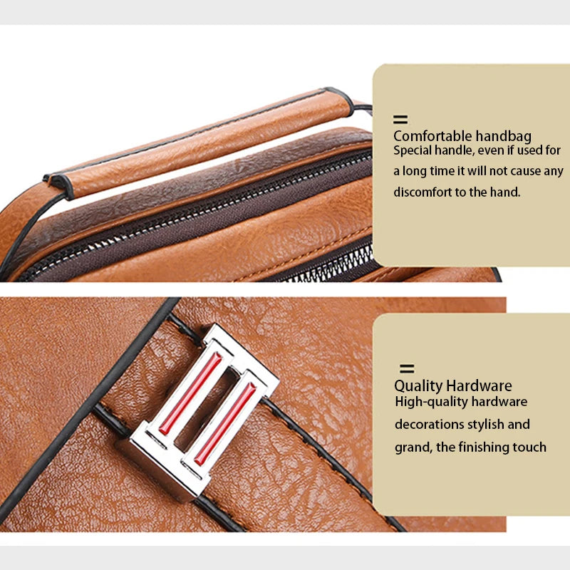 Compact Men's Leather Crossbody Bag, Lightweight Shoulder Bag with Multiple Pockets, Ideal for Travel and Commute Rugged Men's