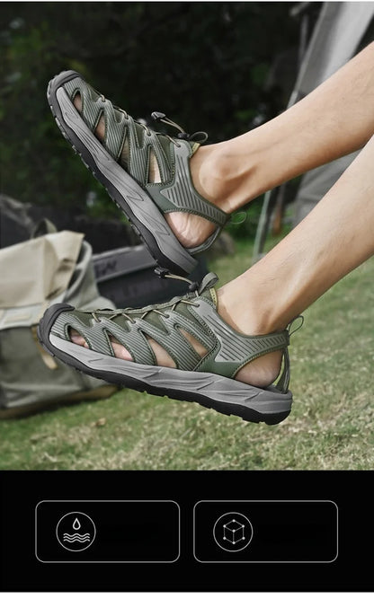 Water-wading quick-drying Baotou Sandals for men 2026 new summer soft soles wearing lightweight non-slip beach shoes for men 46