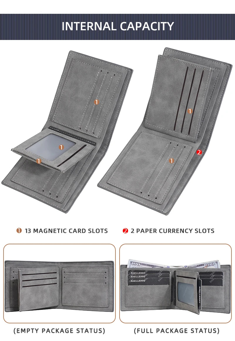New Men's leather short wallet thin wallet Lightweight minimalist soft wallet