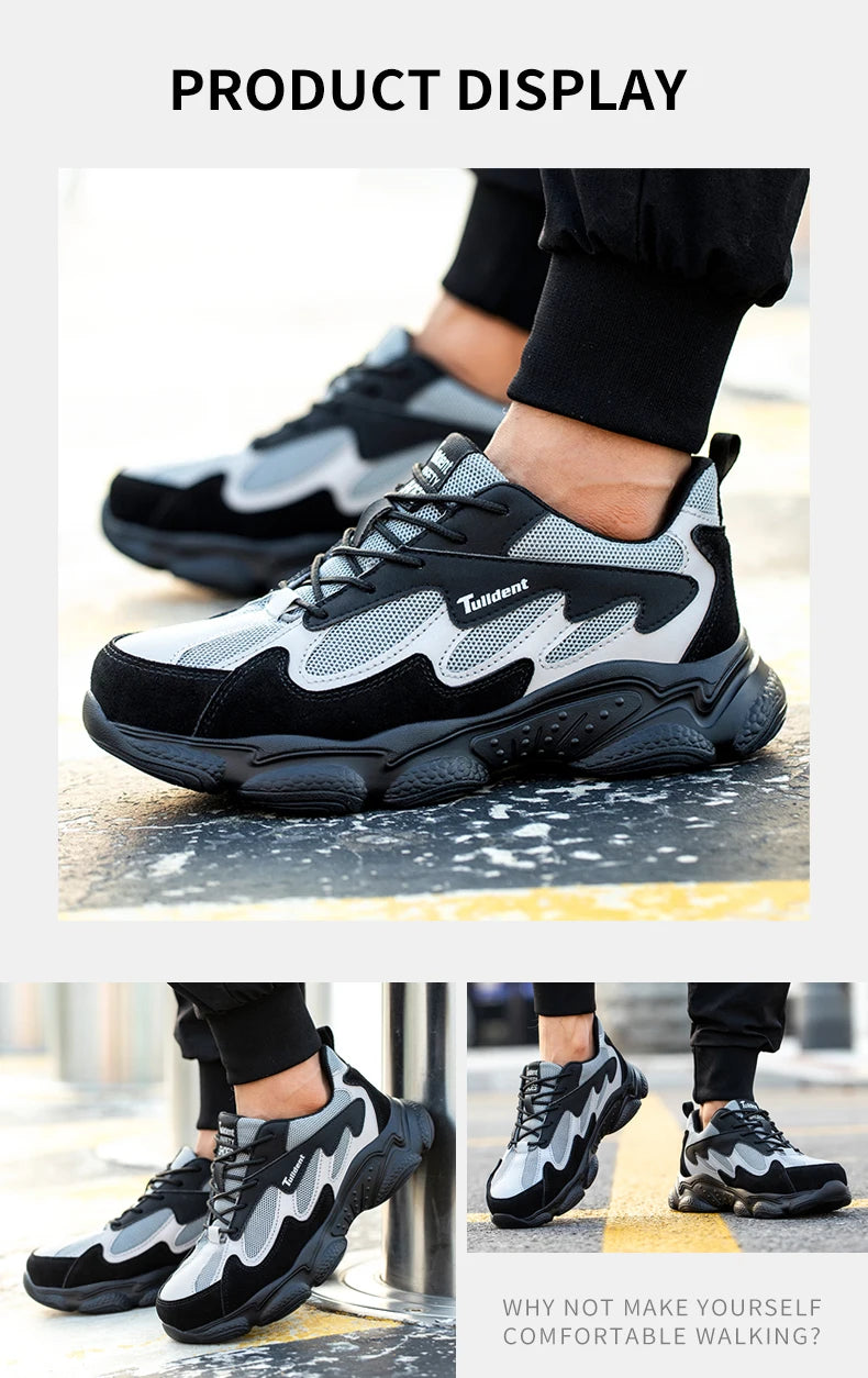 Safety Shoes, Puncture and Smash Resistant Work Shoes, Men's Protective Shoes, Wear-Resistant Work Boots