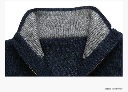 Men's Fair Isle Knitted Cardigan Full-Zip Nordic Pattern Thick Knitwear Multi-Color High-Neck Sweater Jacket for Winter