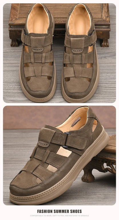 Cowhide Men's Shoes Work Shoes Are All Soft Genuine Leather Casual Walking Old-fashioned Men's Sandal