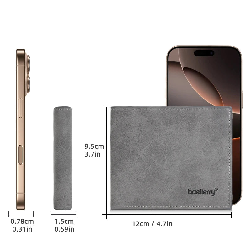 New Men's leather short wallet thin wallet Lightweight minimalist soft wallet