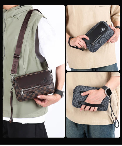 Business Men's Clutch Bags High Quality PU Leather Man's Small Shoulder Bag Multi-Functional Men Handbag Bag With Waist Strap