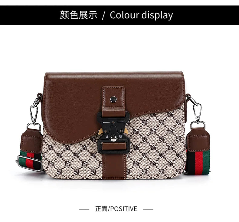 Luxury Plaid Crossbody Bags Men Fashion Buckle Flap Men's Crossbody Bag Casual Shoulder Bag Male Waterproof Business Sling Bags