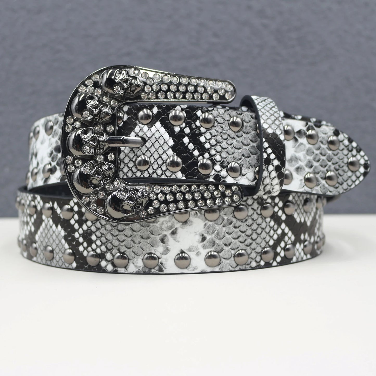 Pyramid Fashion Rivet Belt Snake Cat Paw Skull  Men&Women's Studded Belt Punk Rock With Pin Buckle Drop Shipping Black