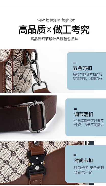 High-End Casual Shoulder Bag for Commuting Business Waterproof Daily Sling Bag Fashionable Jacquard Pattern Men's Crossbody Bag